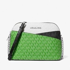 Michael Kors Jet Set Travel Medium Dome Crossbody Jungle Green Multi
